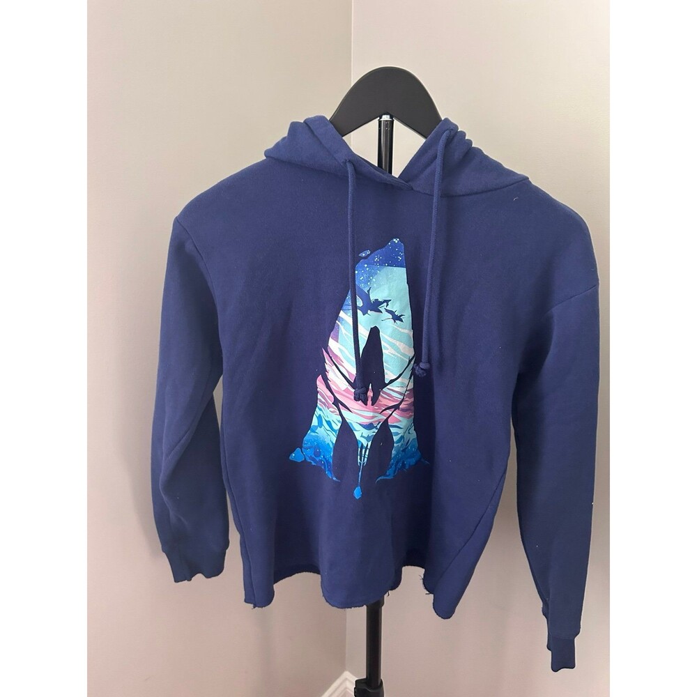 Disney Parks Avatar The Way Of Water Blue Cropped Hoodie Graphic Small - EUC